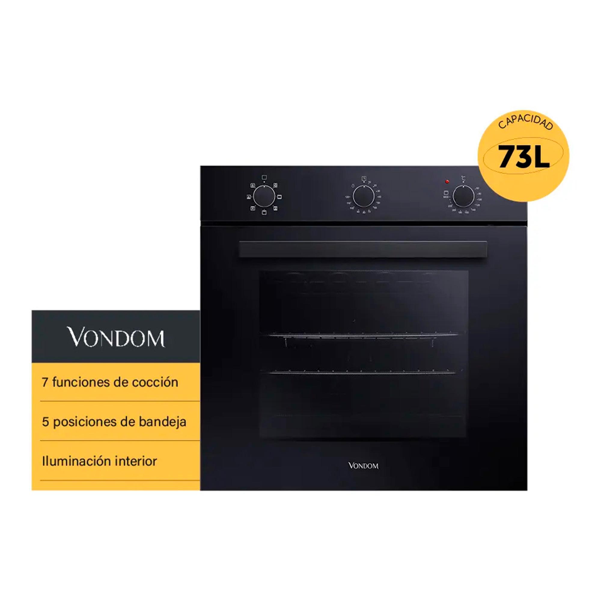 Horno Electrico Empotrable Vondom 60 Cm Negro 73 Litros Negro